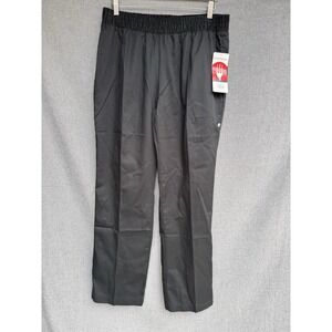 NWT Chef Works Sz Large‎ Solid Black Elastic Waistband Chef Pants Baggy